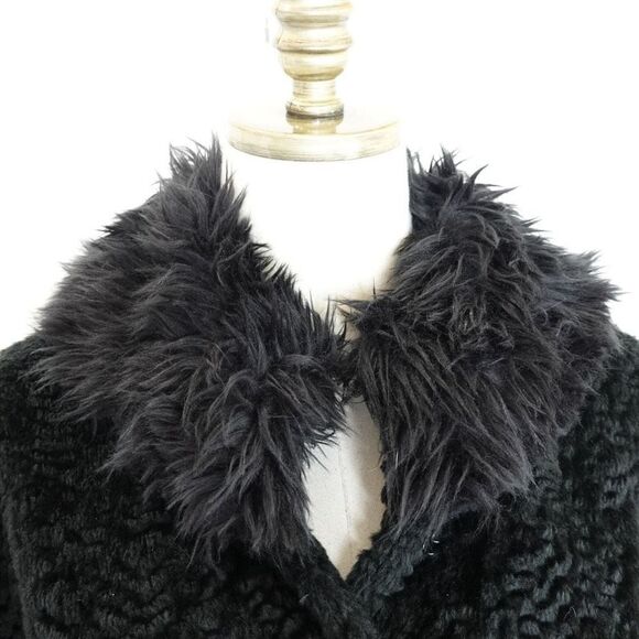 Vintage Persian Lamb Coat (Possibly Faux) with Faux Fur Collar Black Size Unknow - Picture 12 of 16